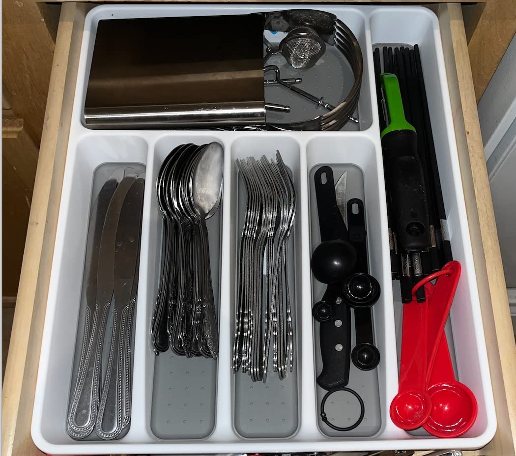 madesmart Classic Large Silverware Tray - White |CLASSIC COLLECTION | 6-Compartments| Kitchen Drawer Organizer | Soft-Grip Lining and Non-Slip Rubber Feet | BPA-Free customer photo 2