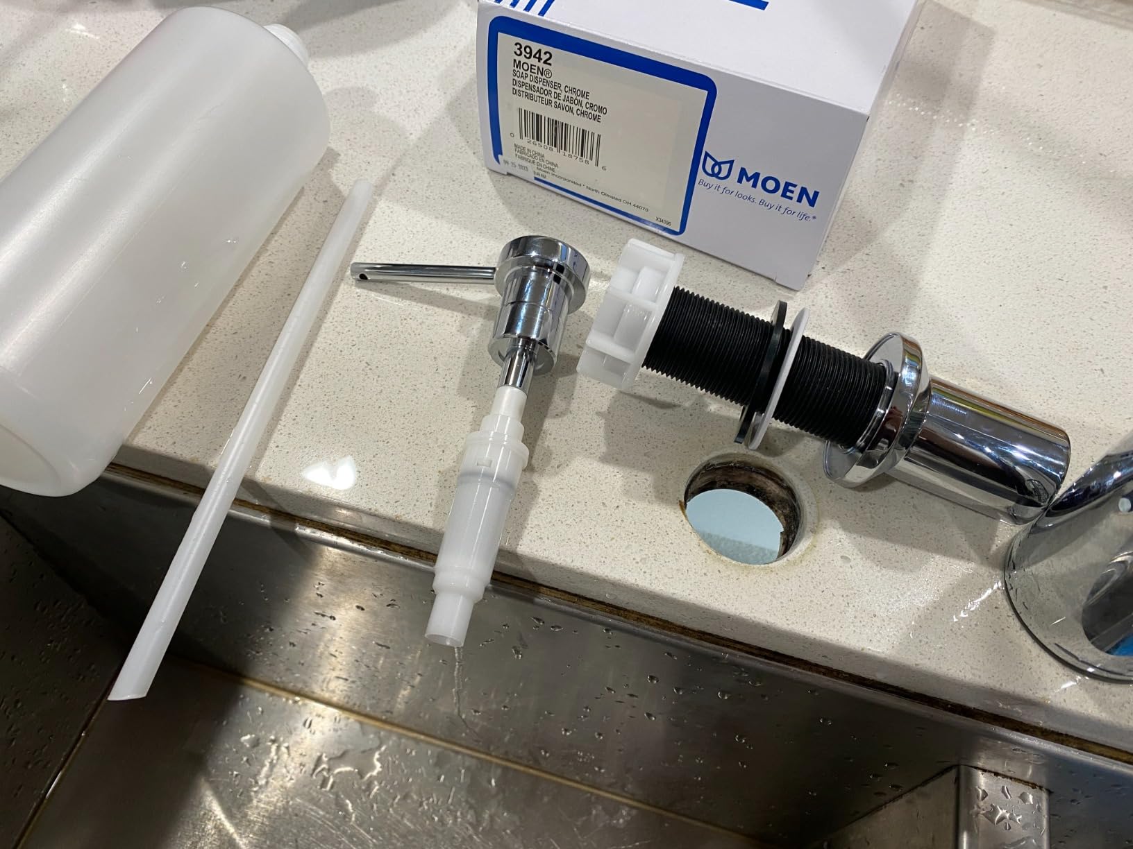 Moen Chrome Deck Mounted Kitchen Soap Dispenser with Above the Sink Refillable Bottle, 3942 customer photo 2