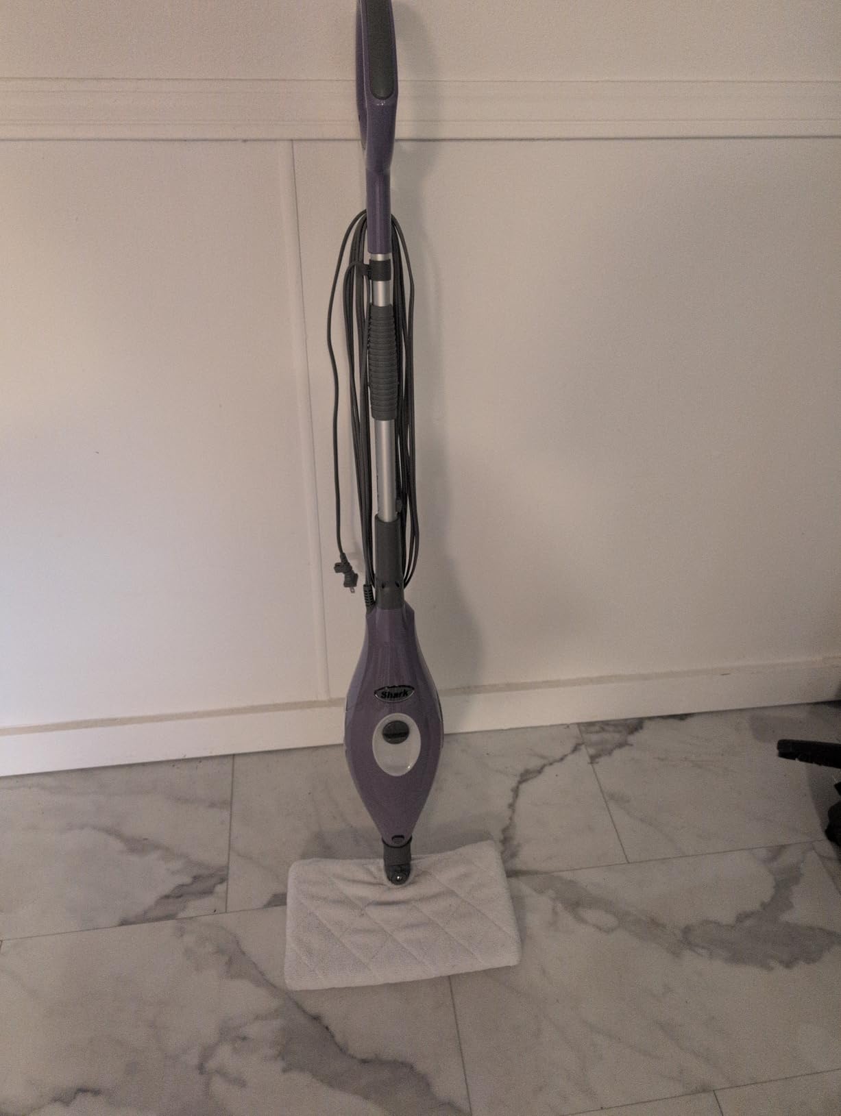 Shark Steam Pocket Mop with 2 Washable Double-sided Pads, Steam Sanitization, Swivel Steering, Lightweight, Steam Cleaner for Sealed Hard Floors, Hardwood, Marble, Tile, Purple, S3501 customer photo 1