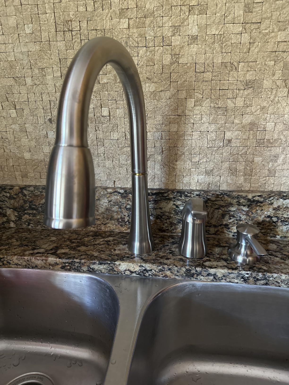 Delta Kate Brushed Nickel Kitchen Faucet with Pull Down Sprayer and Soap Dispenser, Modern Two Hole Kitchen Sink Faucet, Single Handle customer photo 1