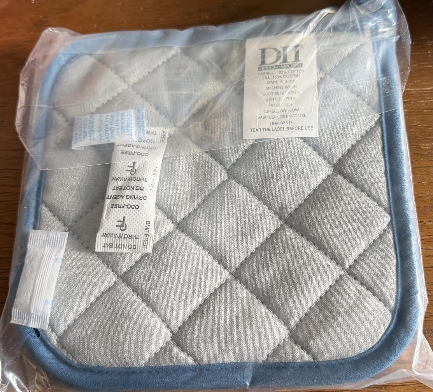 DII Basic Terry Collection Quilted 100% Cotton, Potholder, Blue, 3 Piece customer photo 2