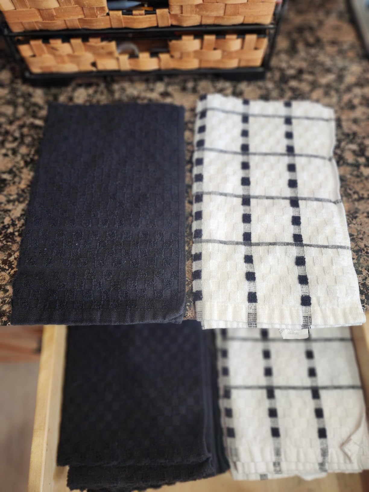 Utopia Towels - Kitchen Towels 12 Pack, 15 x 25 Inches, 100% Ring Spun Cotton Super Soft and Absorbent Linen Dish, Tea and Bar Towels Set, Black customer photo 1