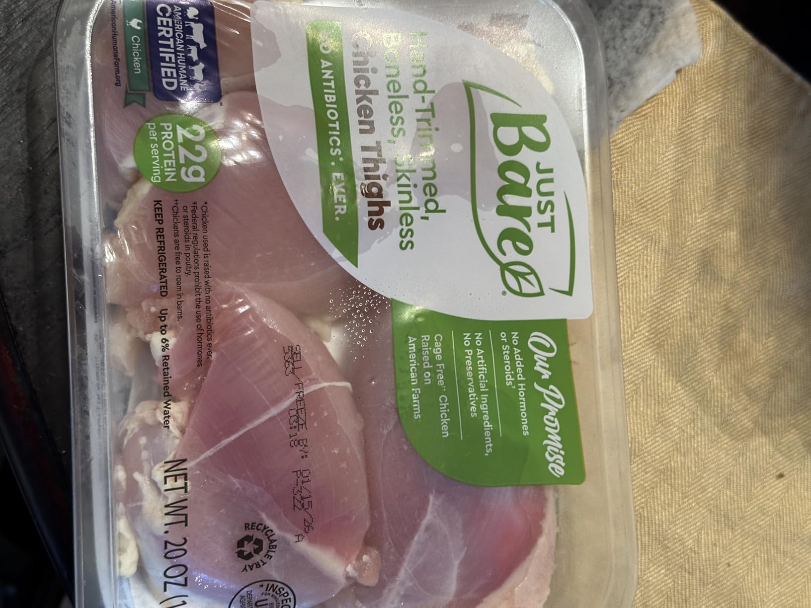 Just Bare Chicken Natural Fresh Chicken Thighs | Antibiotic Free | Boneless | Skinless | 1.25 LB customer photo 1