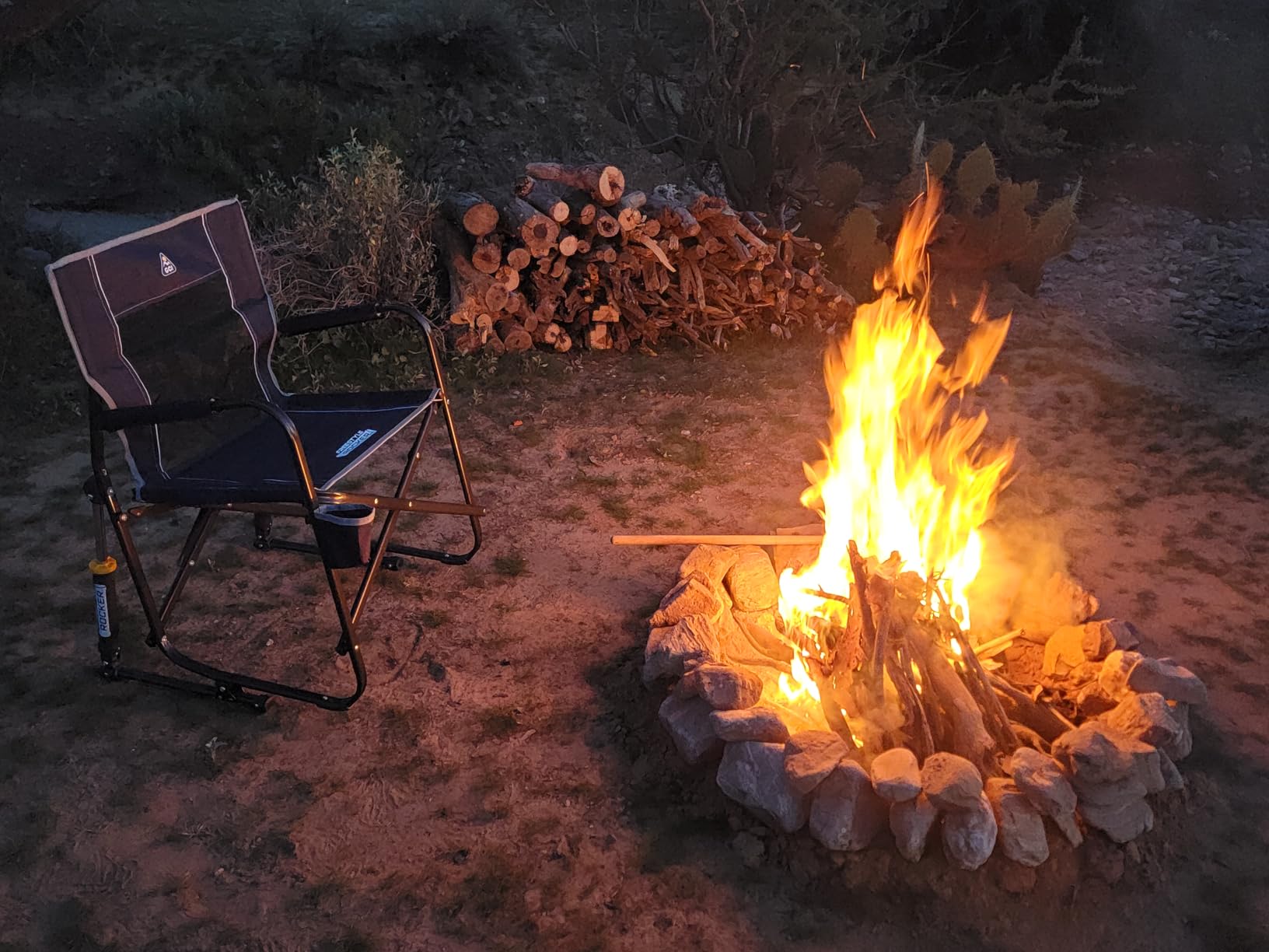 GCI Outdoor Freestyle Rocker Camping Chair | Portable Folding Rocking Chair with Solid, Durable Armrests, Drink Holder & Comfortable Backrest - Indigo Blue customer photo 2