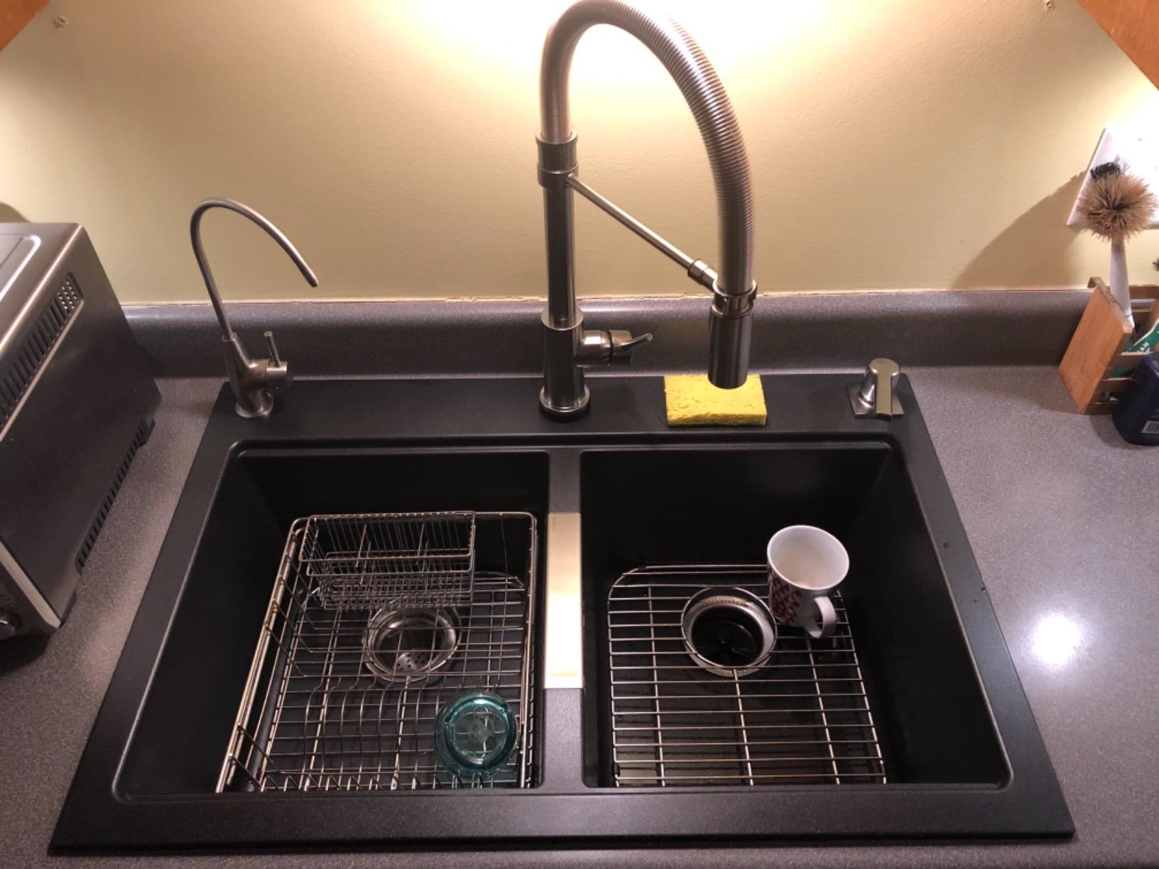 KRAUS Quarza 24-inch Kitchen Sink Drop-In/Undermount Single Bowl Granite Kitchen Sink Black Onyx, KGD-410B customer photo 2