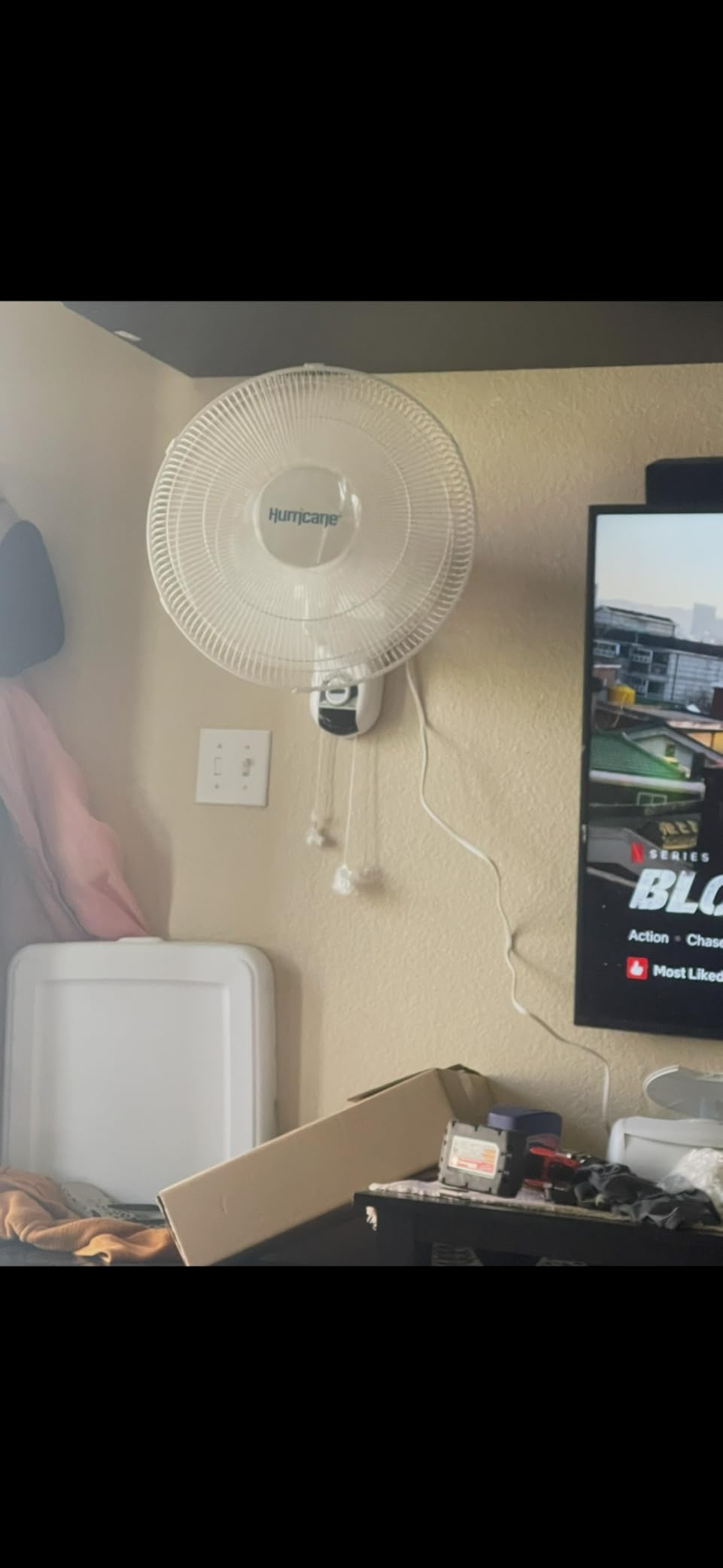 Hurricane Classic Oscillating Wall Mount Fan w/ 3 Quiet Speeds, White, 16