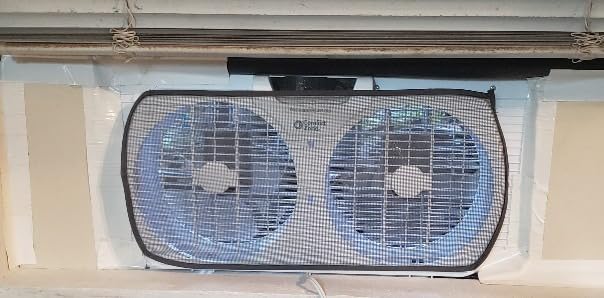 Comfort Zone Twin Window Fan with Reversible Airflow Control, 9 inch, Auto-Locking Expanders, 2 Speed Fan, Dual Fan, Exhaust, Airflow 9.84 ft/sec, Ideal for Home, Kitchen, Bedroom & Office, CZ319WT customer photo 1