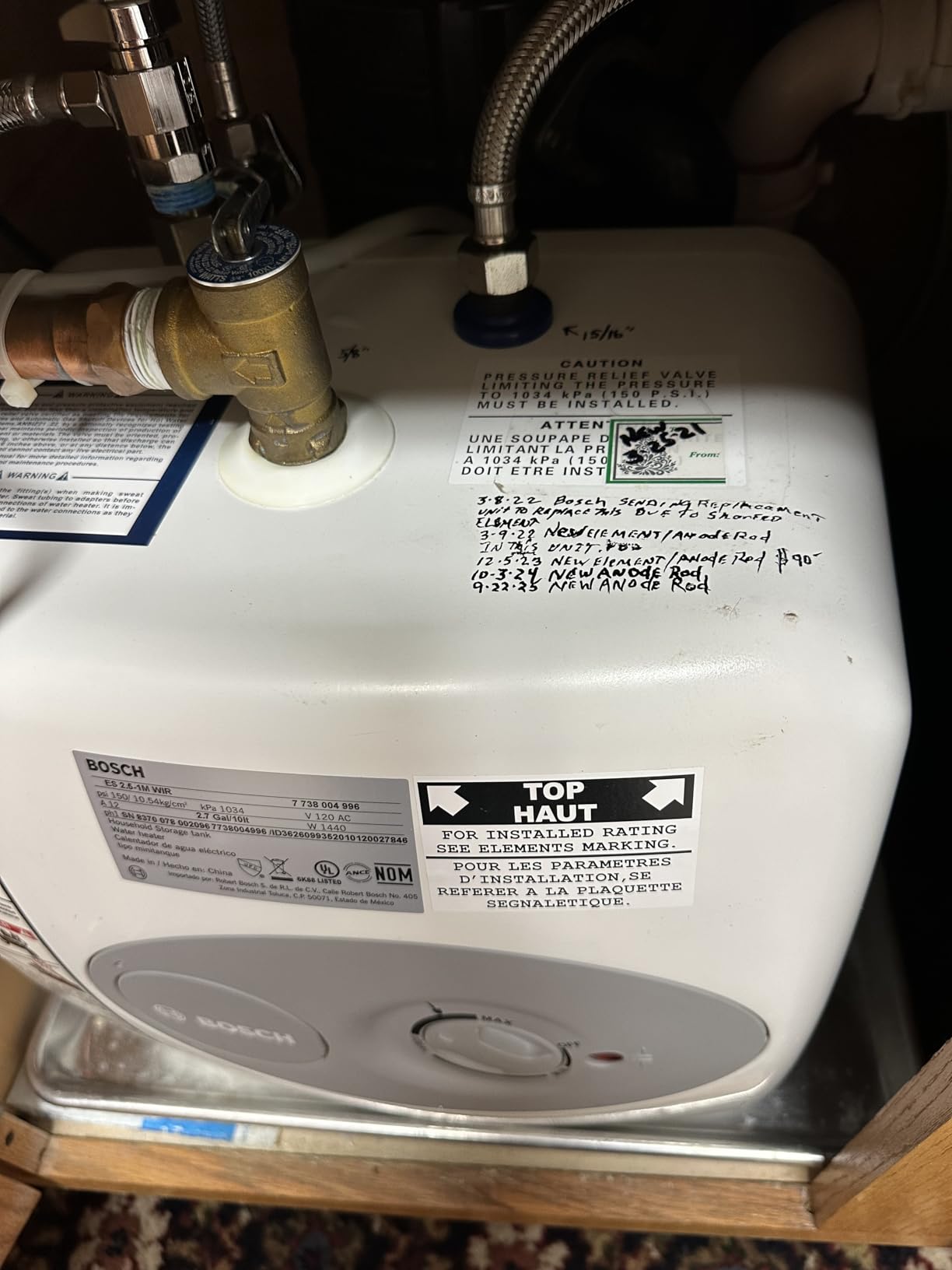 BOSCH Electric Mini-Tank Water Heater Tronic 3000 T 2.5-Gallon (ES2.5) - Eliminate Time for Hot Water - Shelf, Wall or Floor Mounted customer photo 2
