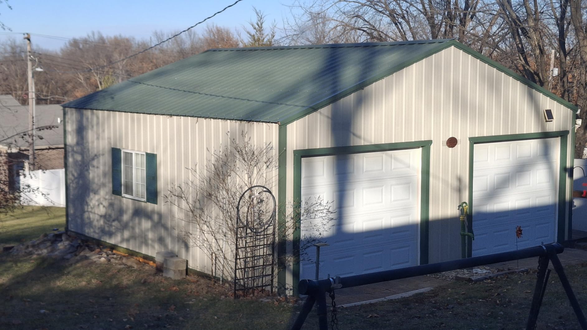 Ekena Millwork Lifetime Vinyl LL1S14X03600BL Standard Cathedral Top Center Mullion, Open Louver Vinyl Shutters, w/Installation Shutter-Lok's & Matching Screws (Per Pair), 14 1/2