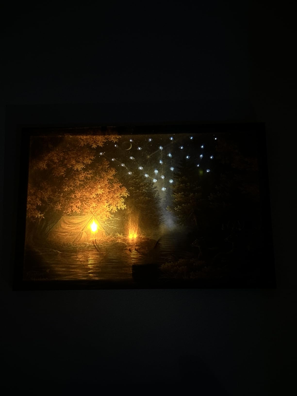 Rivers Edge Products LED Canvas Wall Art, 24 by 16 Inches, Fiber Optic Light Up Wall Decor, Battery Operated Lighted Nature Canvas Print, LED Light Kitchen, Bedroom, or Home Decor, Lake Cabin customer photo 2