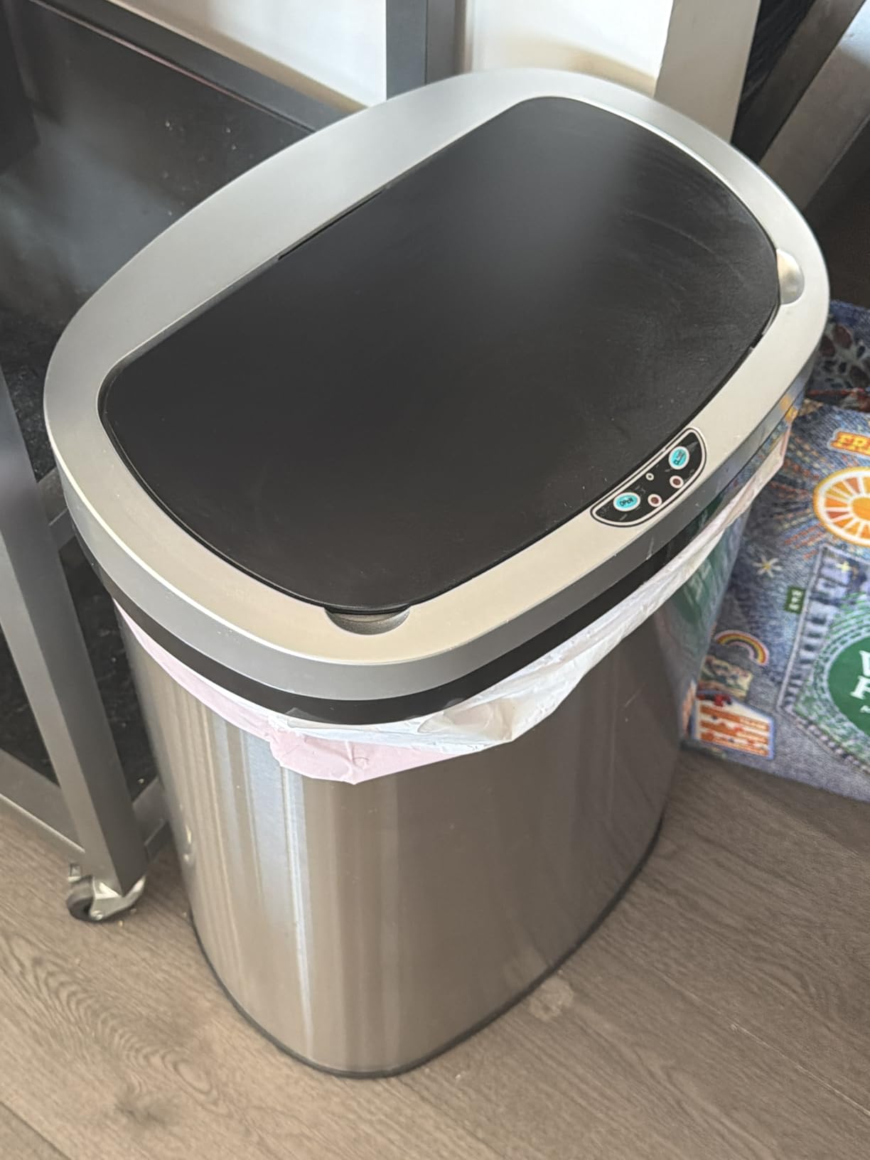 BestOffice 13 Gallon Trash Can with Lid | Automatic Touchless Garbage Can | Odor Control | Modern Oval Design | Easy to Clean | Stainless Steel | Fits Any Kitchen, Bathroom, Office or Home customer photo 2