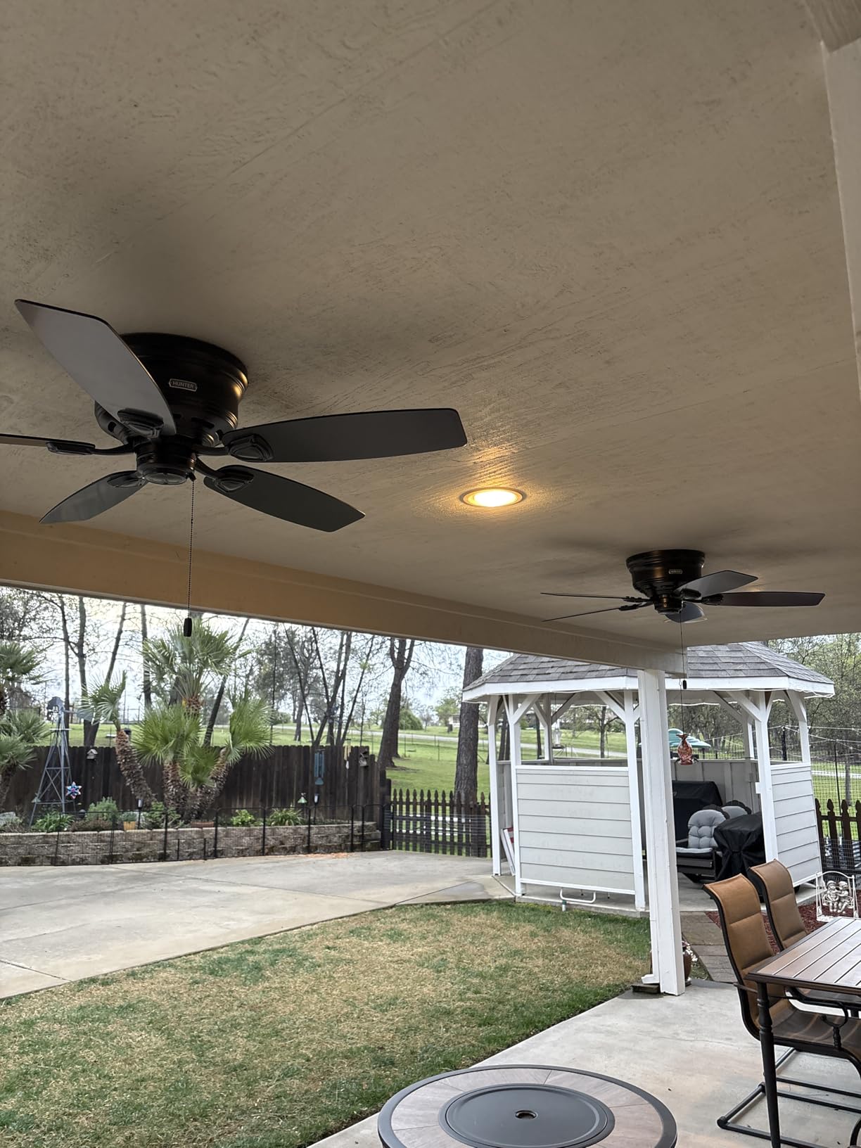 Hunter 48 inch Outdoor or Indoor Ceiling Fan No Light - Low Profile Mount, Black Ceiling Fan without Light, For Patio, Porch, Garage, or Living Room, 5 Blades, Pull Chain - Sea Wind 53118, Matte Black customer photo 2