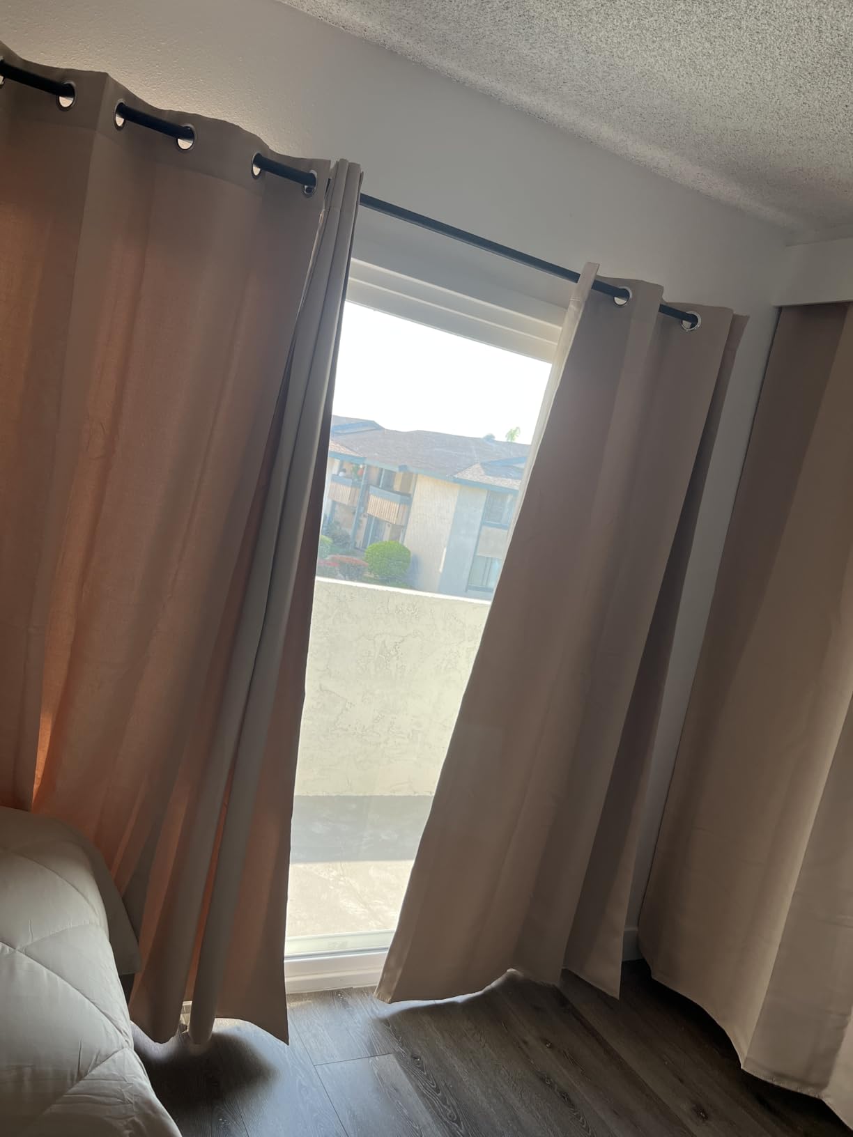 NICETOWN Pitch Black Solid Thermal Insulated Grommet Blackout Curtains/Drapes for Bedroom Window (2 Panels, 42 inches Wide by 63 inches Long, Black) customer photo 1