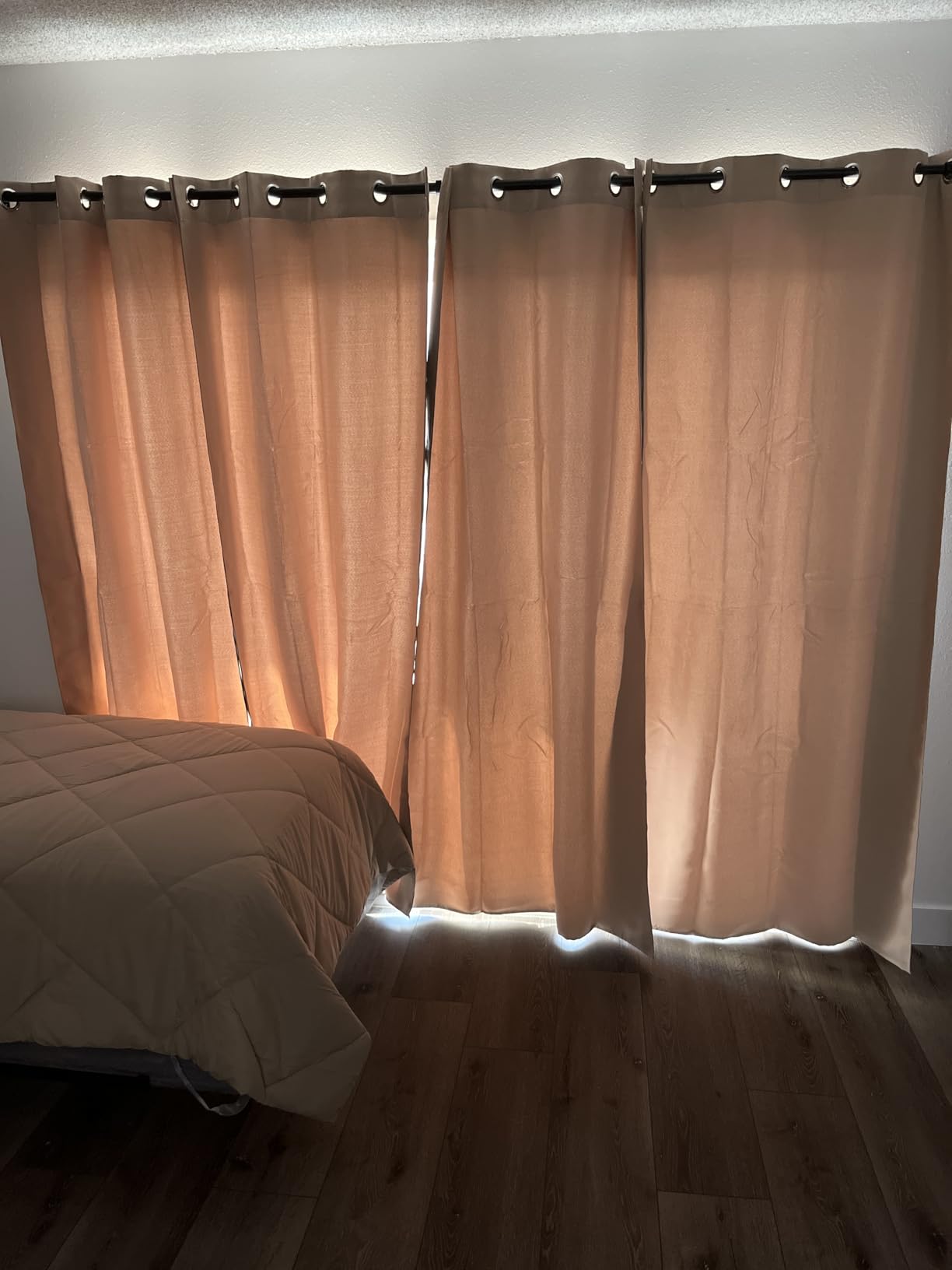 NICETOWN Pitch Black Solid Thermal Insulated Grommet Blackout Curtains/Drapes for Bedroom Window (2 Panels, 42 inches Wide by 63 inches Long, Black) customer photo 2