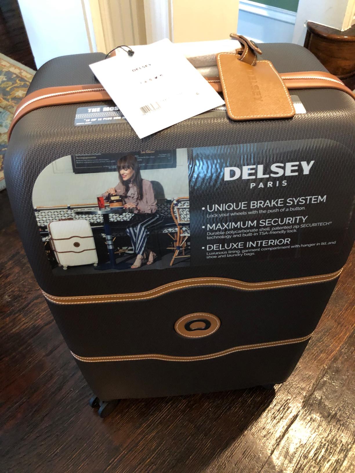 DELSEY PARIS Chatelet Hard+ Hardside Luggage with Spinner Wheels, Chocolate Brown, Checked-Medium 24 Inch customer photo 2