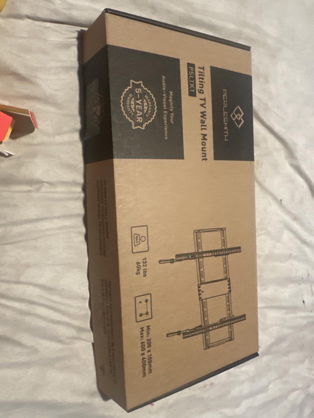 PERLESMITH Tilting TV Wall Mount Bracket Low Profile for Most 23-60 inch LED LCD OLED, Plasma Flat Screen TVs with VESA 400x400mm Weight up to 115lbs, Fits 16