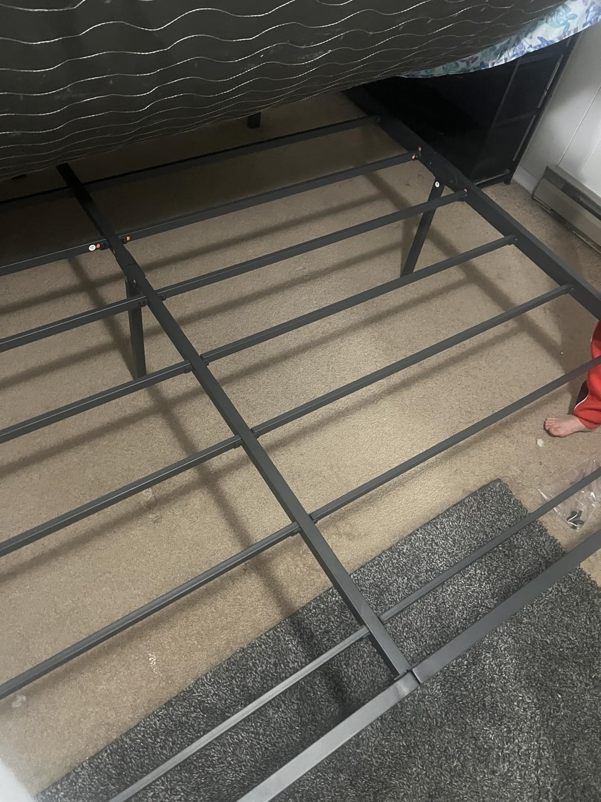 Olee Sleep 18 Inch Heavy Duty Steel Slat Anti-Slip Support, Easy Assembly Platform Bed Frame, Noise Free Steel Mattress Foundation, Maximum Storage, No Box Spring Needed, Black, King Size customer photo 2