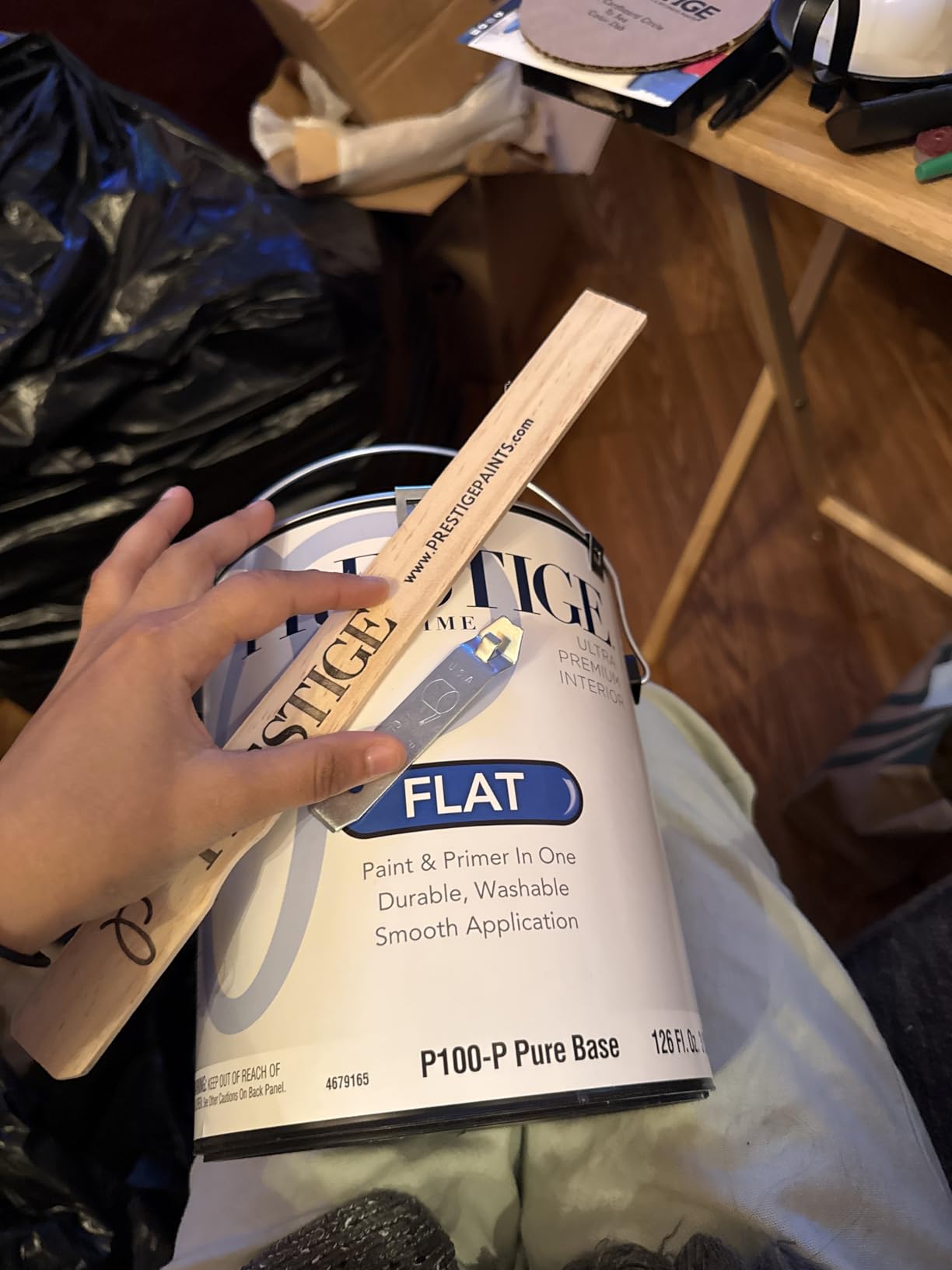 PRESTIGE Paints Interior Paint and Primer In One, 1-Gallon, Semi-Gloss, Comparable Match of Sherwin Williams Whimsical White customer photo 1
