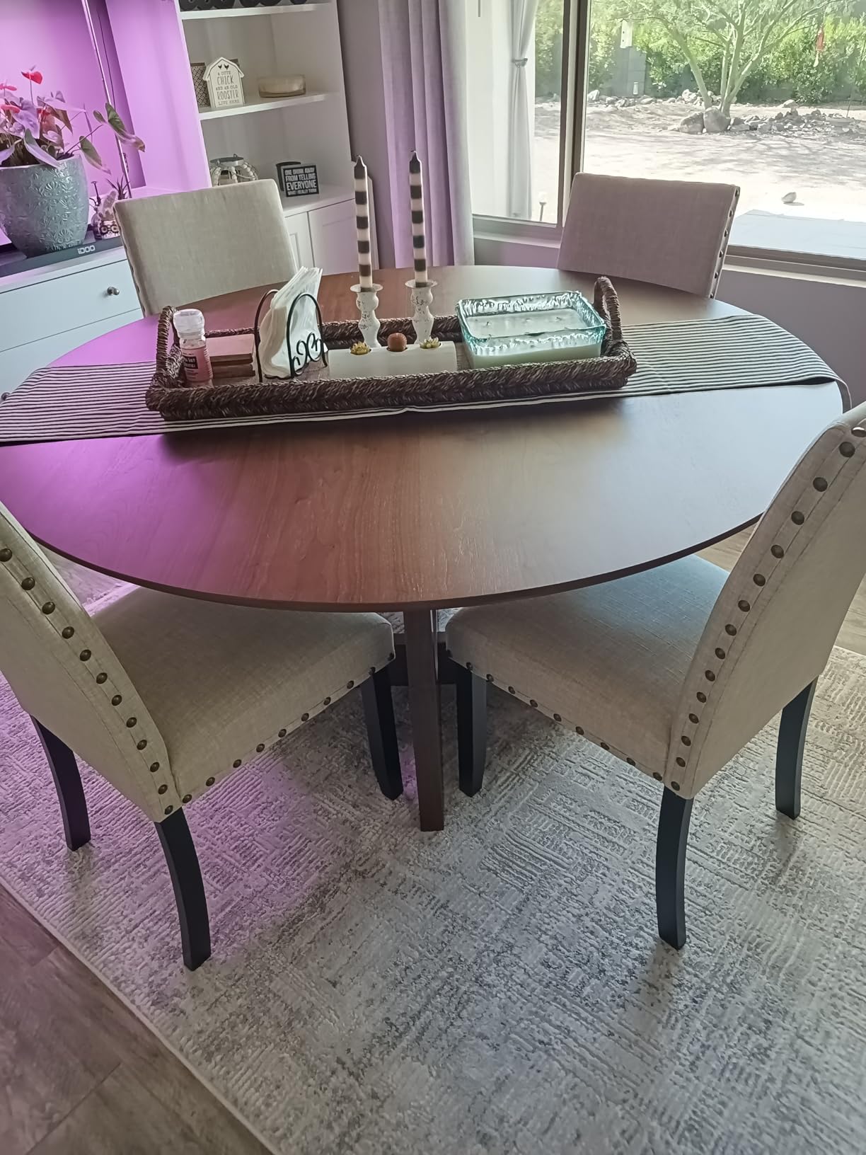 Roundhill Furniture Biony Tan Fabric Dining Chairs with Nailhead Trim, Set of 2 customer photo 1