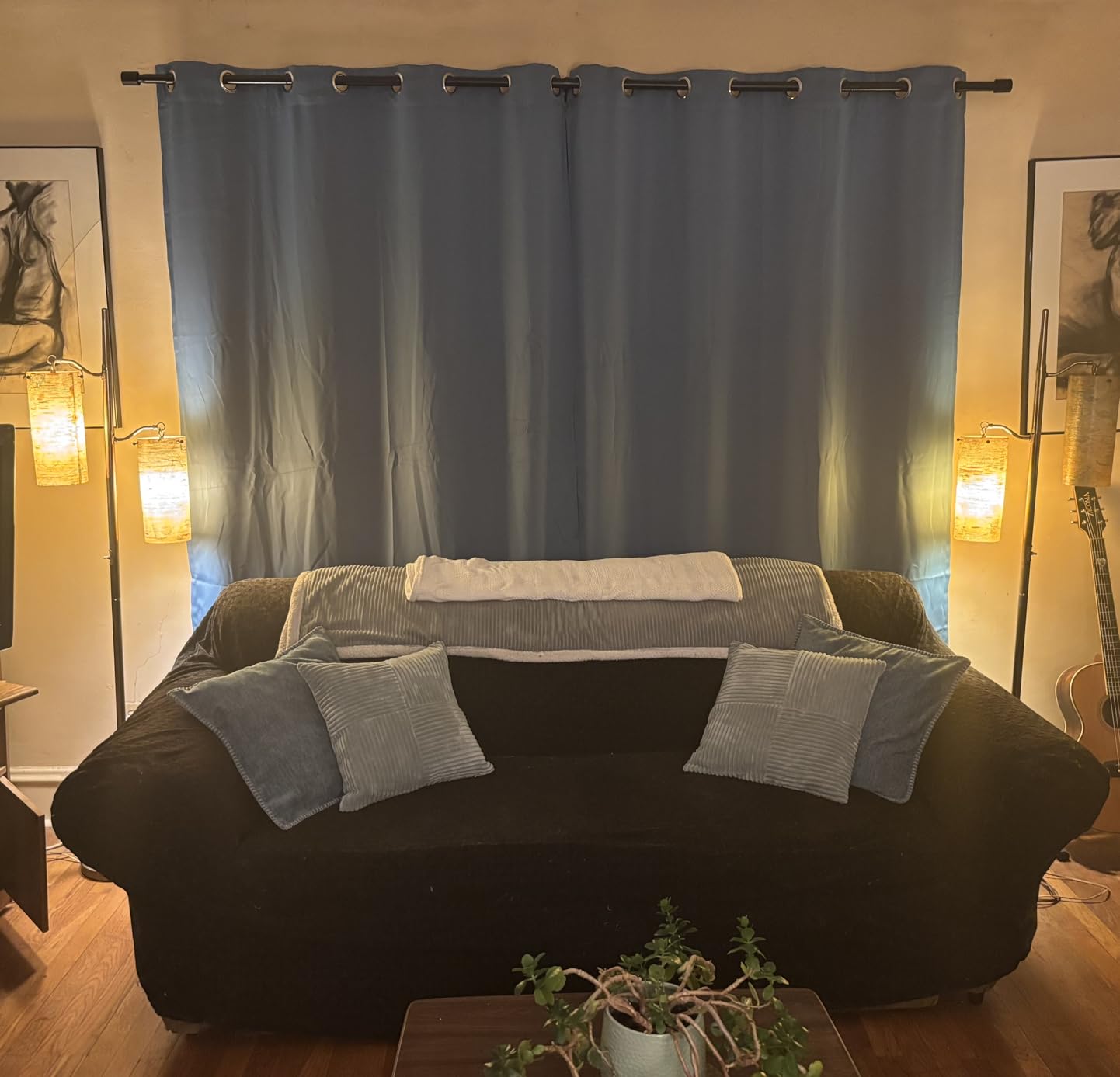Yakamok Room Darkening Gray Blackout Curtains 84 Inch Long Light Blocking Thermal Insulated Window Treatment Grommet Drapes for Bedroom Living Room (52W x 84L, Grey, 2 Panels) customer photo 1