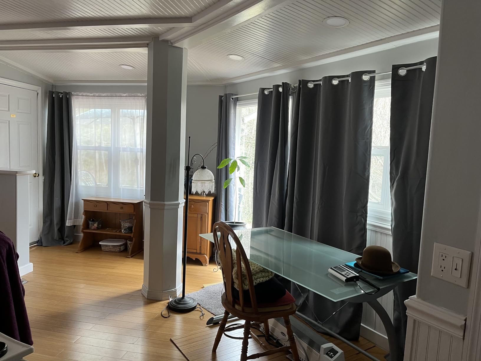 Yakamok Room Darkening Gray Blackout Curtains 84 Inch Long Light Blocking Thermal Insulated Window Treatment Grommet Drapes for Bedroom Living Room (52W x 84L, Grey, 2 Panels) customer photo 2