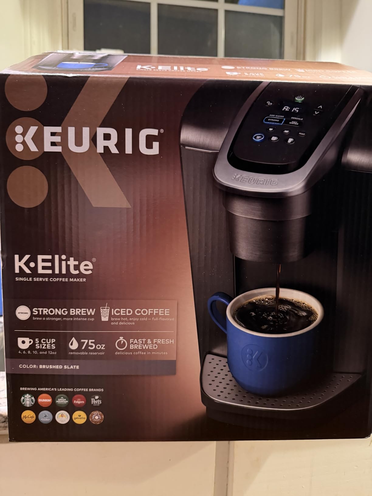 Keurig K-Elite Single Serve K-Cup Pod Coffee Maker, with Strength and Temperature Control, Iced Coffee Capability, 8 to 12oz Brew Size, Programmable, Brushed Silver customer photo 1