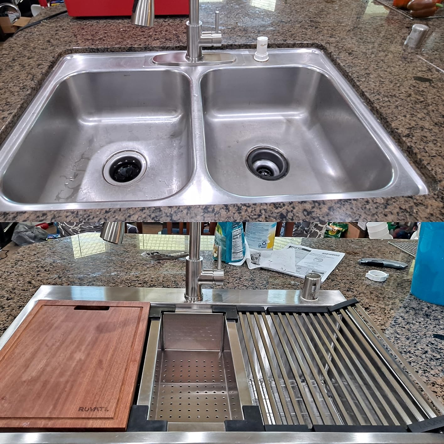 Ruvati 33 x 22 inch Workstation Drop-in Topmount Kitchen Sink 16 Gauge Stainless Steel Single Bowl - RVH8003 customer photo 2