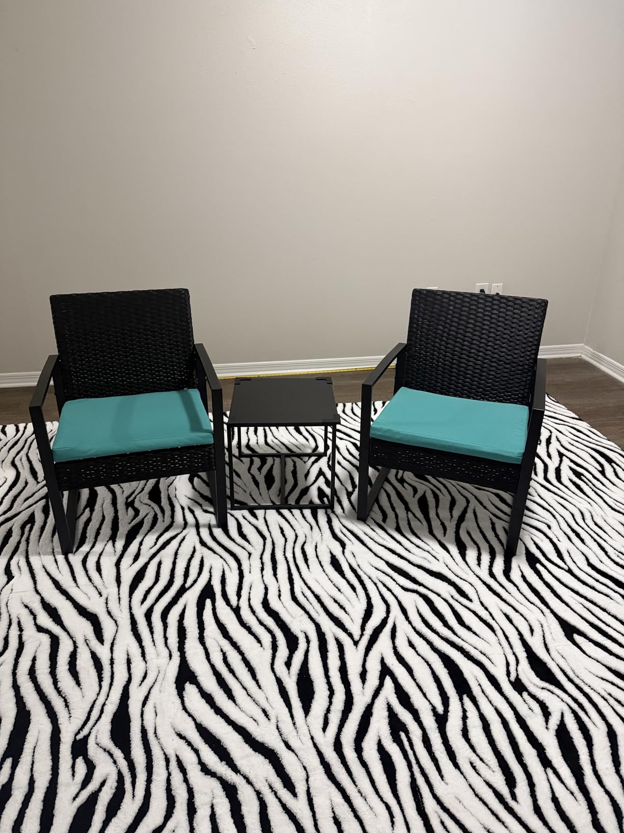 Flamaker 3 Pieces Outdoor Patio Wicker Furniture Set, Modern Rattan Chair Conversation Sets with Coffee Table for Yard and Bistro (Black) customer photo 1