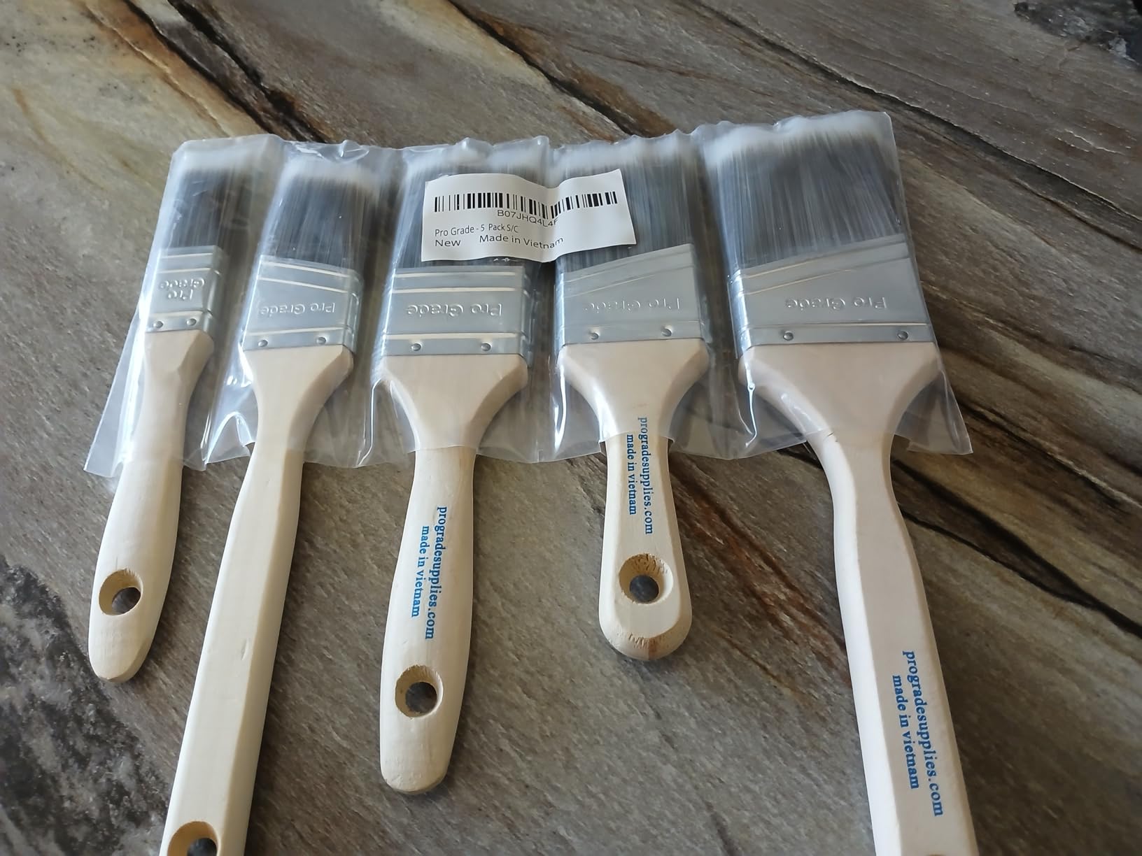 Pro Grade Paint Brushes, 5-Piece Paint Brush Set, Flat & Angle Brushes for Walls, Trim, Cabinets customer photo 2