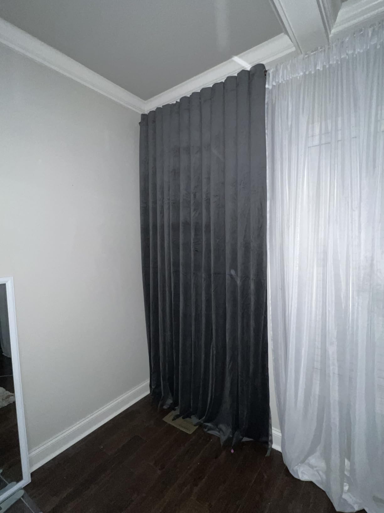 StangH Blackout Black Velvet Curtains 96 Inches Theater Curtains Grommet Heat Insulated Privacy Window Panels for Living Room/Basement (W52 x L96 inches, 2 Panels) customer photo 1