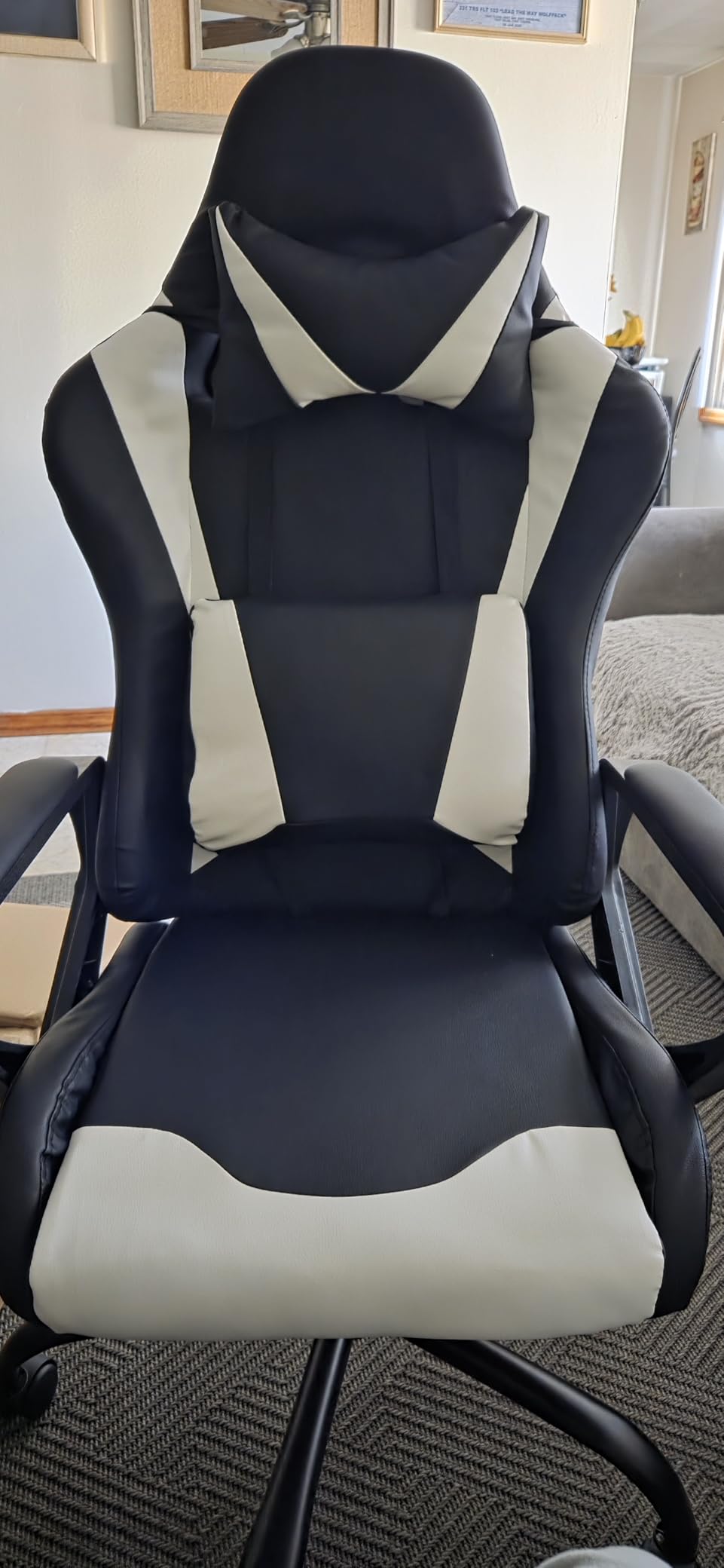 BestOffice High-Back Gaming Chair PC Office Chair Computer Racing Chair PU Desk Task Chair Ergonomic Executive Swivel Rolling Chair with Lumbar Support for Back Pain Women, Men, White customer photo 2