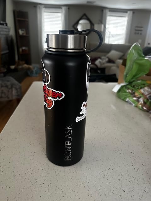 IRON FLASK Camping & Hiking Hydration Flask with Straw, Wide Mouth Insulated Stainless Steel Sports Water Bottle - 40 oz Midnight Black customer photo 1