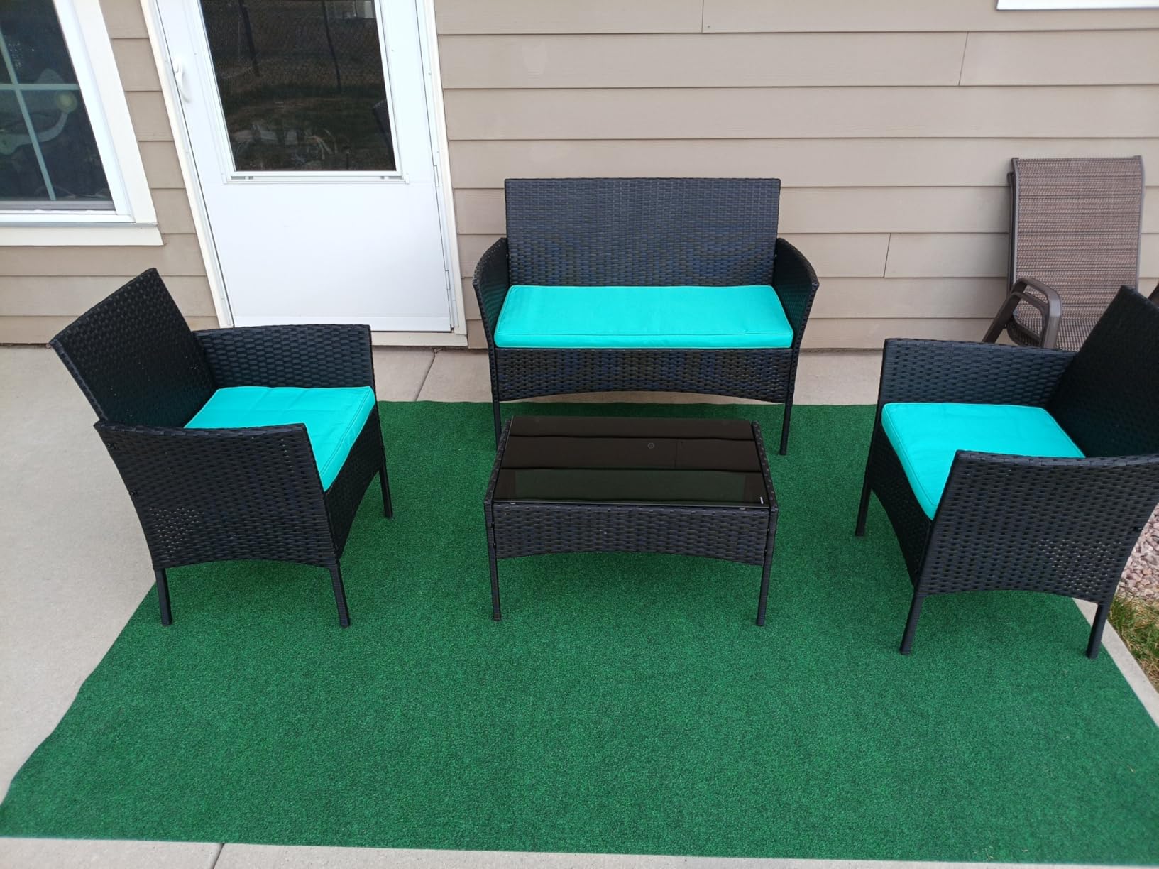 FDW | 4-Piece Patio Furniture Set | Black | Outdoor Wicker Furniture with Coffee Table | Modern Rattan Chairs Conversation Set | Outdoor Seating | Weather-Resistant | for Porch, Garden, Lawn customer photo 1