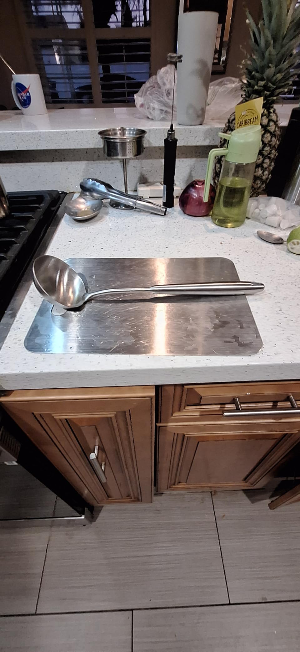 Newness Soup Ladle, 304 Stainless Steel Soup Spoon with Vacuum Ergonomic Round Handle, 13.7 Inches customer photo 2