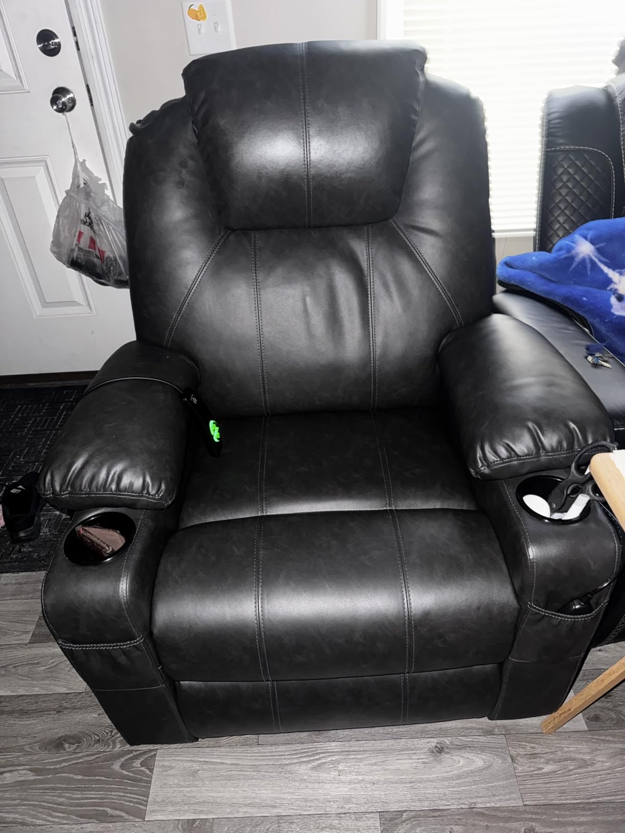 MCombo Electric Power Lift Recliner Chair Sofa with Massage and Heat for Elderly, 3 Positions, 2 Side Pockets, and Cup Holders, USB Ports, Faux Leather 7040 (Dark Brown, Medium) customer photo 1