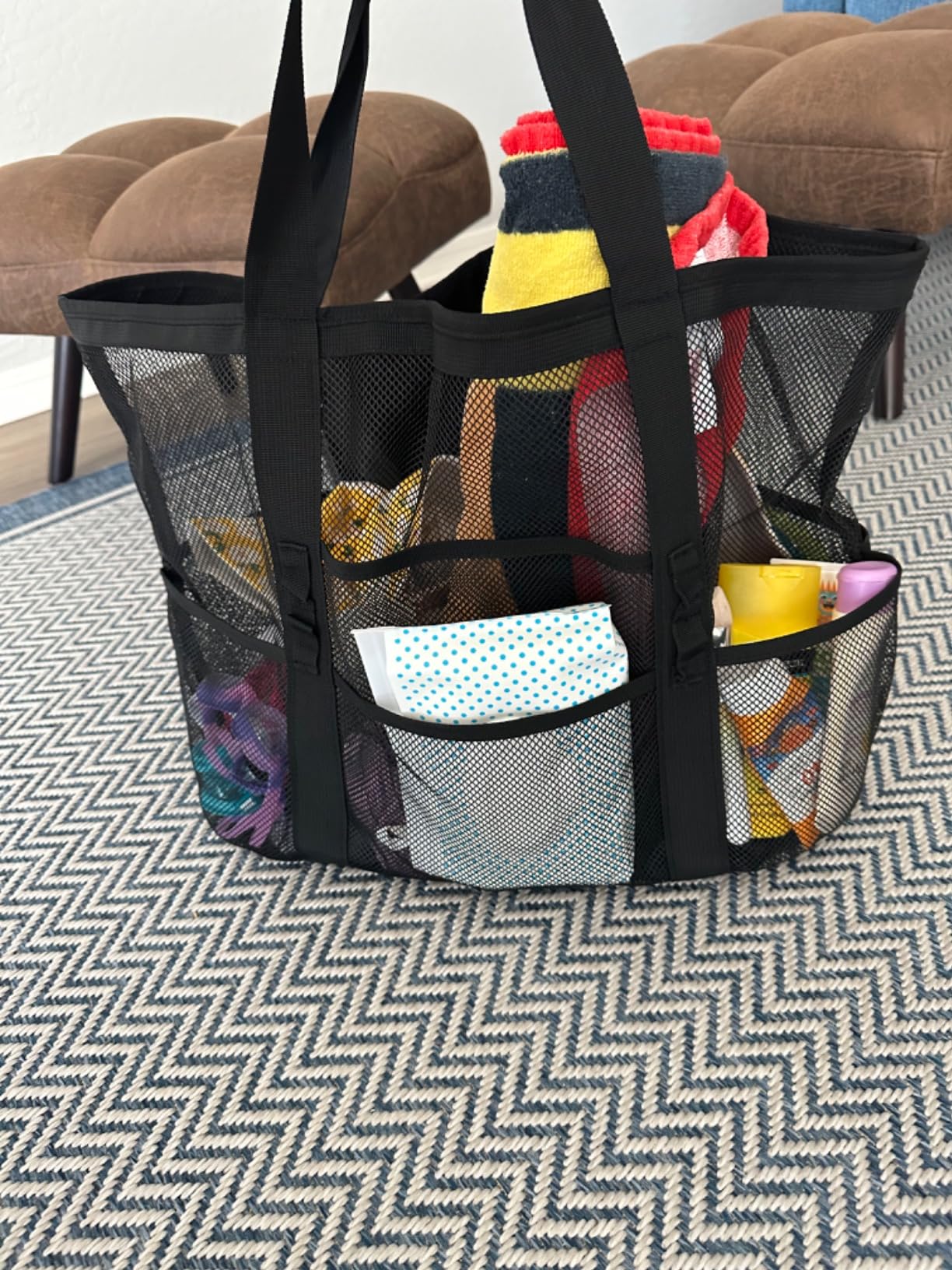 F-color Mesh Beach Bag - Large Beach Tote for Cruise Travel, Toys Pool Bags for Family Vacation Essentials customer photo 2