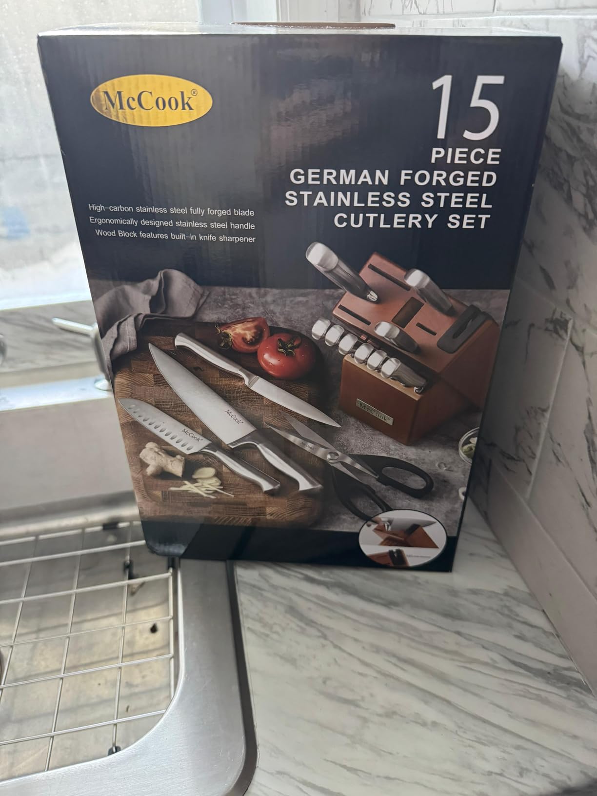 McCook Kitchen Knife Set 15PC Knife Block Set w Built-in Sharpener customer photo 2