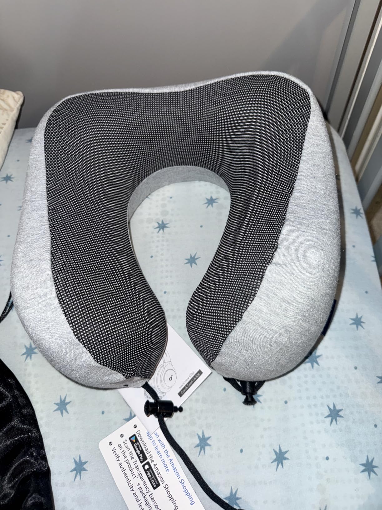 napfun Neck Pillow for Traveling, Upgraded Travel Neck Pillow for Airplane 100% Pure Memory Foam Travel Pillow for Flight Headrest Sleep, Portable Plane Accessories, Light Grey customer photo 2