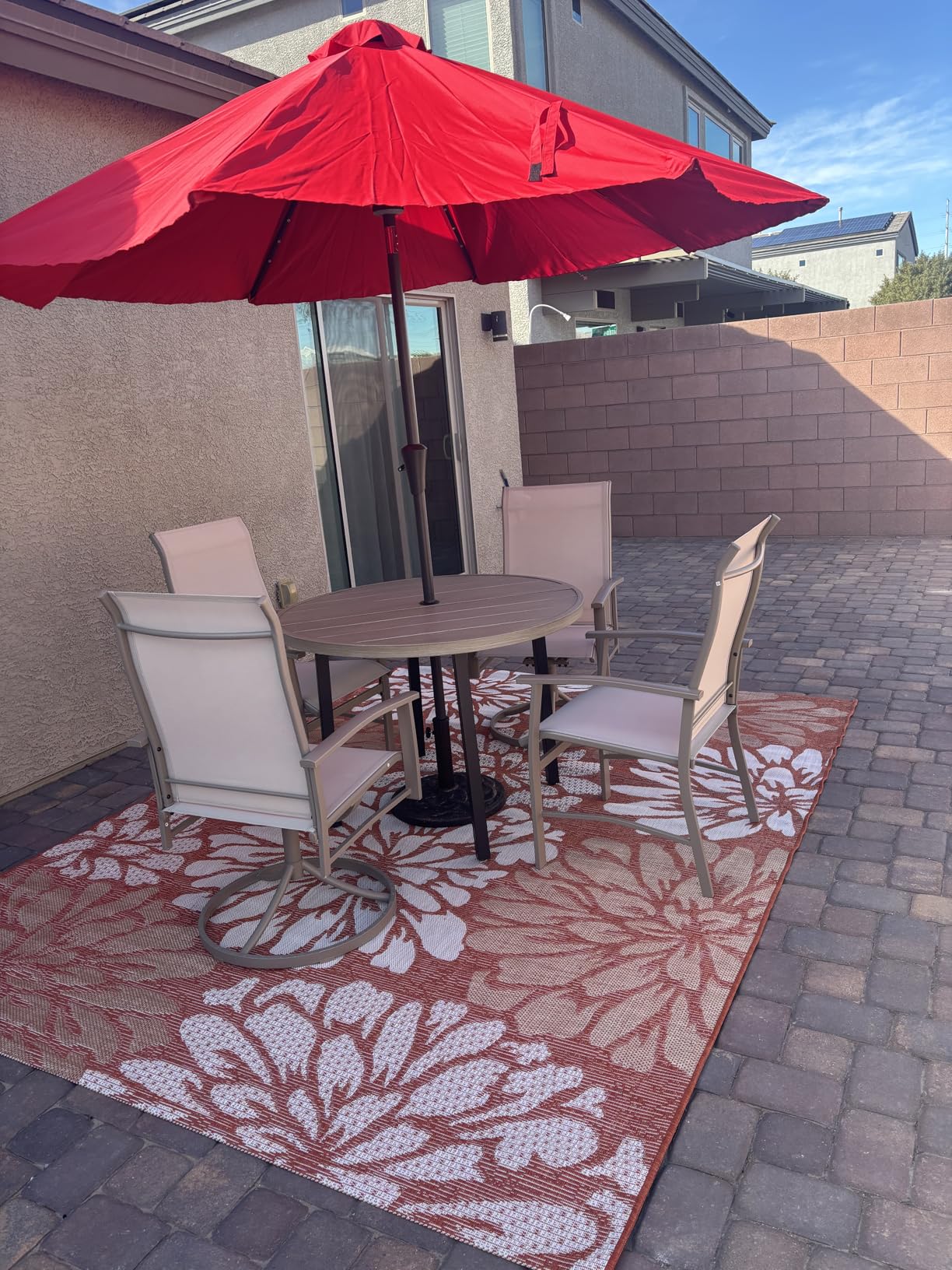 JONATHAN Y Floral Textured Weave Indoor Outdoor Area Rug 8X10 Navy/Green, Zinnia Modern for Backyard, Patio, Porch, Easy-Cleaning, High Traffic, Pet-Friendly, Non-Shedding (SMB110B-8) customer photo 1