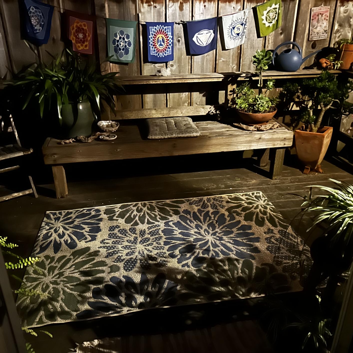 JONATHAN Y Floral Textured Weave Indoor Outdoor Area Rug 8X10 Navy/Green, Zinnia Modern for Backyard, Patio, Porch, Easy-Cleaning, High Traffic, Pet-Friendly, Non-Shedding (SMB110B-8) customer photo 2