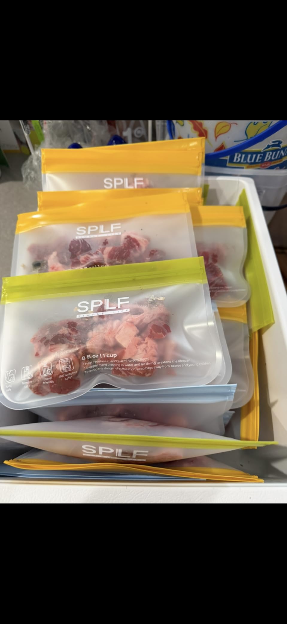 SPLF 12 Pack Dishwasher Safe Reusable Storage Bags (5 Reusable Sandwich 5 Snack 2 Gallon), Extra Thick Freezer Bags Leakproof Silicone and Plastic Free Food Lunch Bag customer photo 2