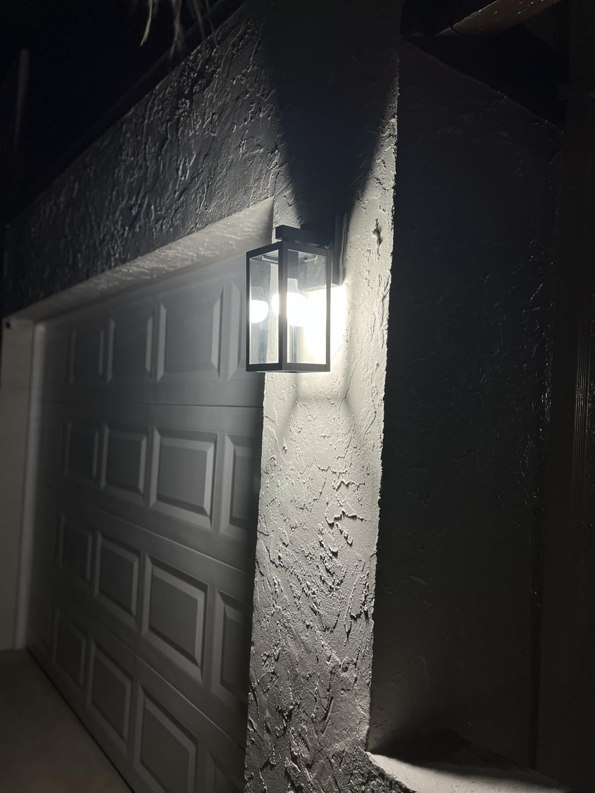 MAXvolador Outdoor Wall Sconce, Exterior Waterproof Wall Lantern Light Fixtures, Black Porch Lights with Toughened Glass Shade, Anti-Rust E26 Socket Front Door Mount Lighting, 2 Pack customer photo 2