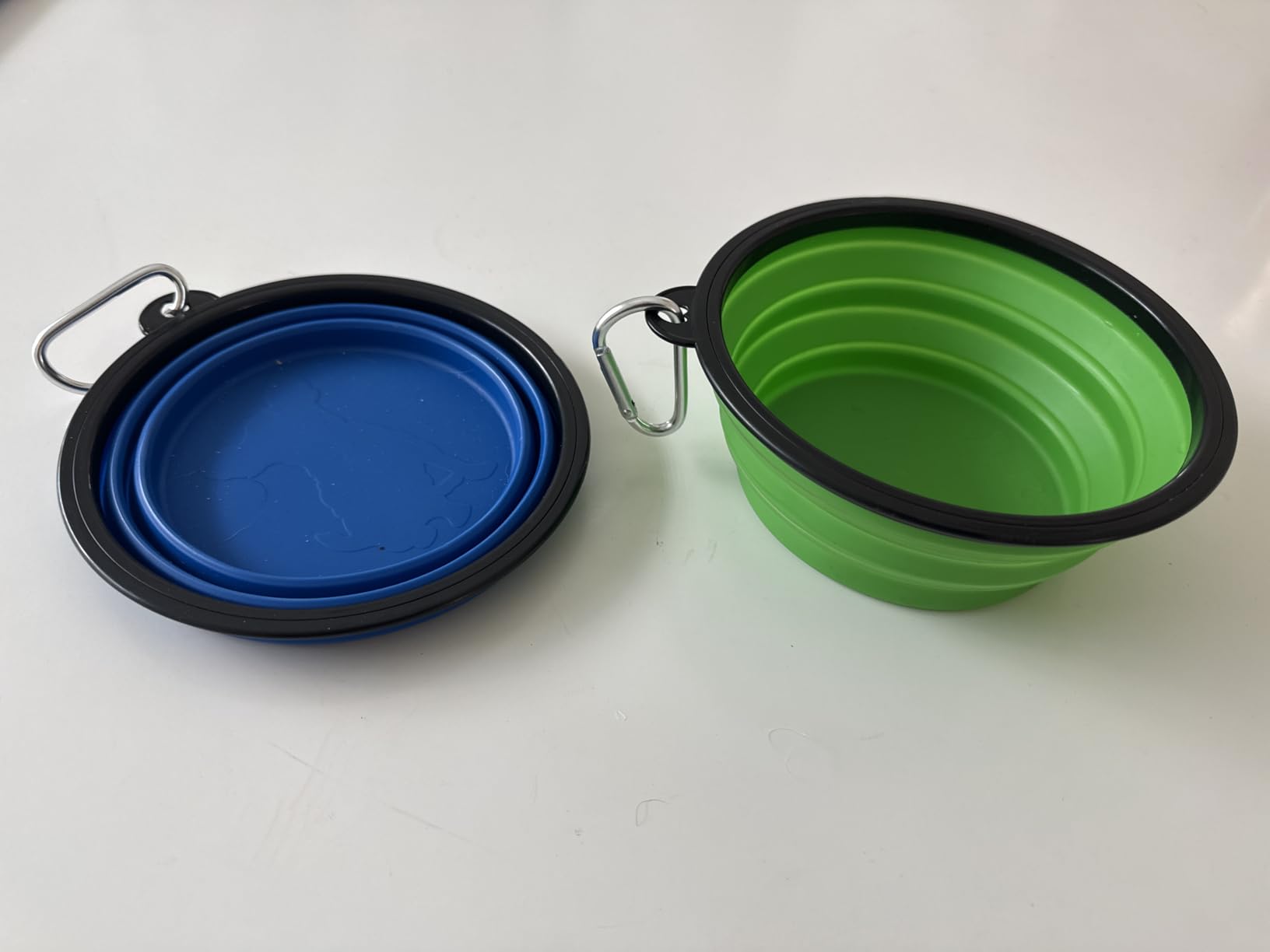Dog Bowl Pet Collapsible Bowls, 2 Pack for Cats Dogs, Portable Pet Feeding Watering Dish for Walking Parking Traveling with 2 Carabiners (Small, Blue+Green) customer photo 2