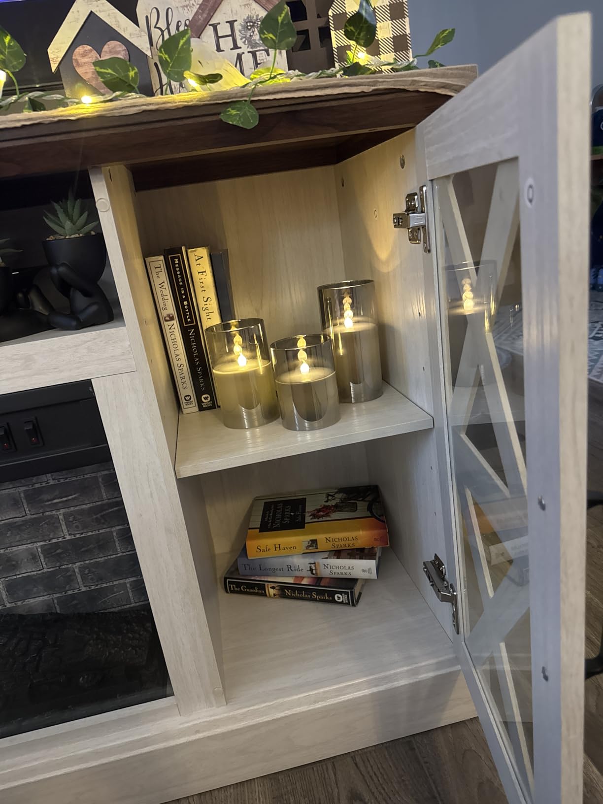GenSwin Gray Glass Battery Operated Flameless Led Candles with 10-Key Remote and Timer, Real Wax Candles Warm White Flickering Light for Home Decoration (Set of 3) customer photo 2