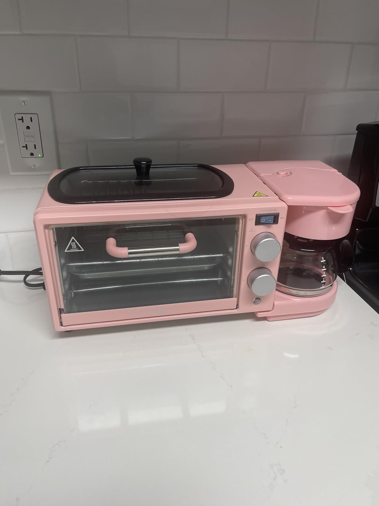 Nostalgia 3-in-1 Breakfast Station - Includes Coffee Maker, Non-Stick Griddle, and 4-Slice Toaster Oven - Versatile Breakfast Maker with Timer - Aqua customer photo 2
