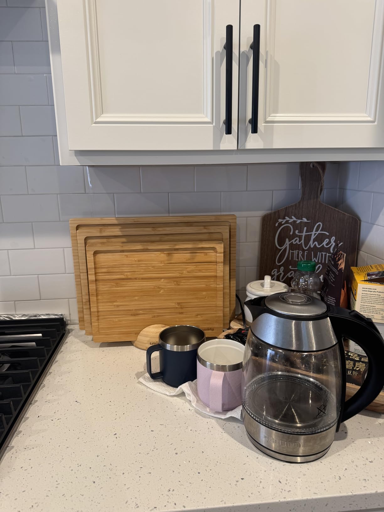 SMIRLY Wooden Cutting Boards For Kitchen Meal Prep & Serving - Bamboo Cutting Board Set with Holder, Charcuterie & Chopping Board, Wood Cutting Board Set, Kitchen Gadgets customer photo 2