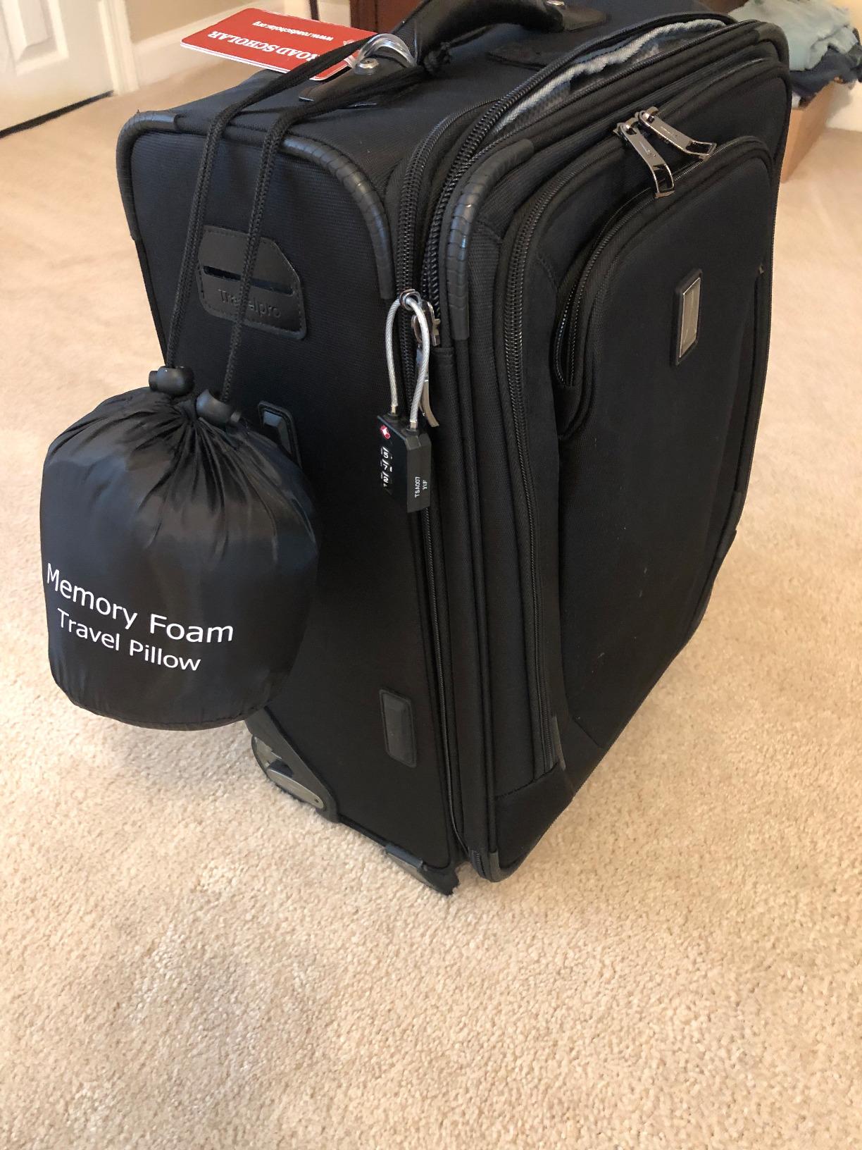 MLVOC Neck Pillow for Traveling, Upgraded 100% Pure Memory Foam Travel Neck Pillow for Airplane Flight Sleep, Breathable & Machine Washable Cover, Travel Kit with 3D Eye Mask, Earplugs & Bag, Black customer photo 2