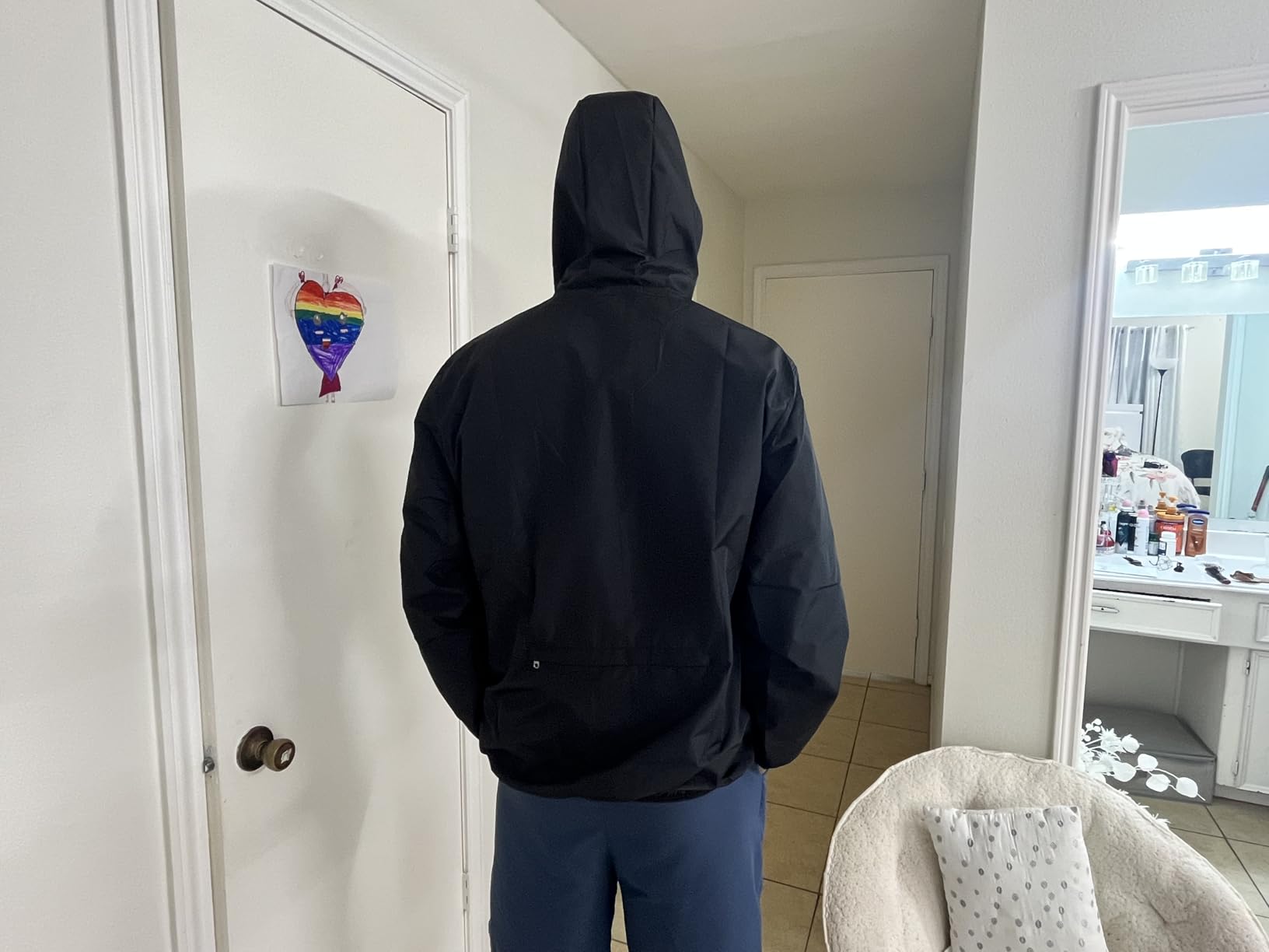 COOFANDY Men's Light Rain Jacket with Hood Packable Waterproof Raincoat Golf Rain Gear Travel Hiking Windbreaker customer photo 2