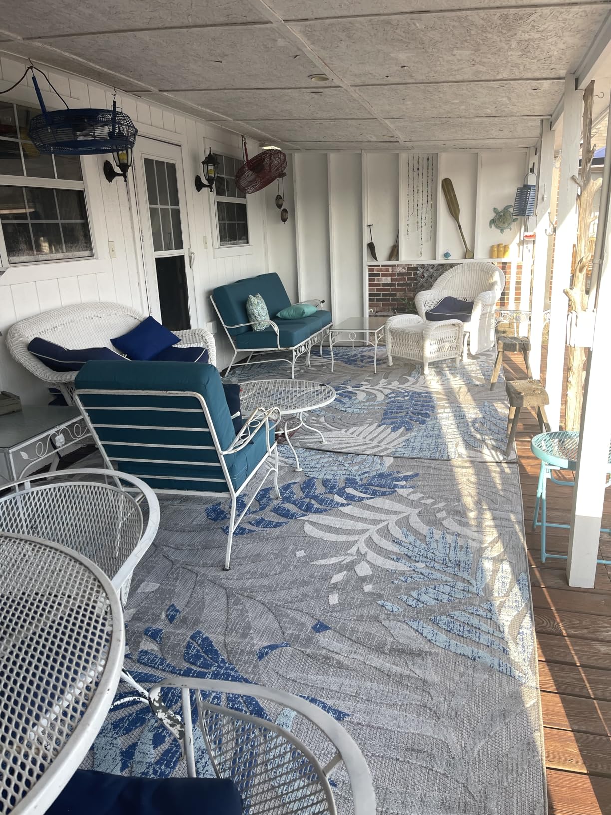 JONATHAN Y Tropics Palm Leaves Indoor Outdoor Area Rug 8X10 Gray/Blue, Boho for Backyard, Patio, Porch, Easy-Cleaning, High Traffic, Pet-Friendly, Non-Shedding (AMC100A-8) customer photo 2