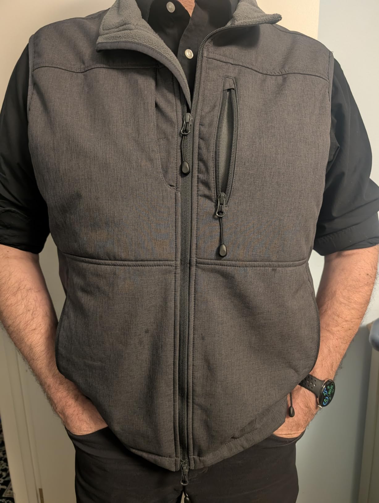 Men's Running Vest Outerwear, Lightweight Windproof Fleece-Lined Softshell Sleeveless Jacket customer photo 1